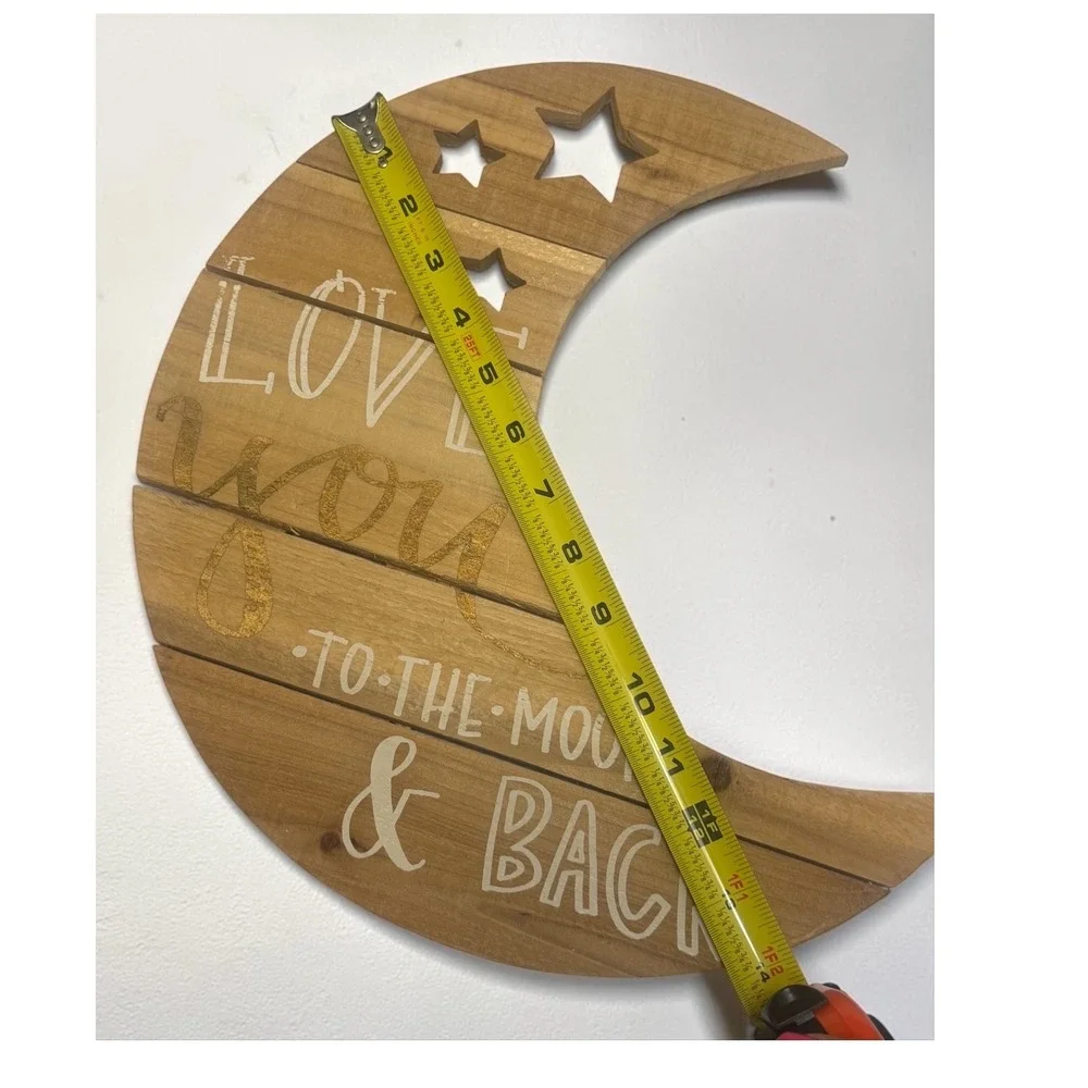 Love You To The Moon and Back Wooden Crescent Moon Star Wall Decor Nursery Sign